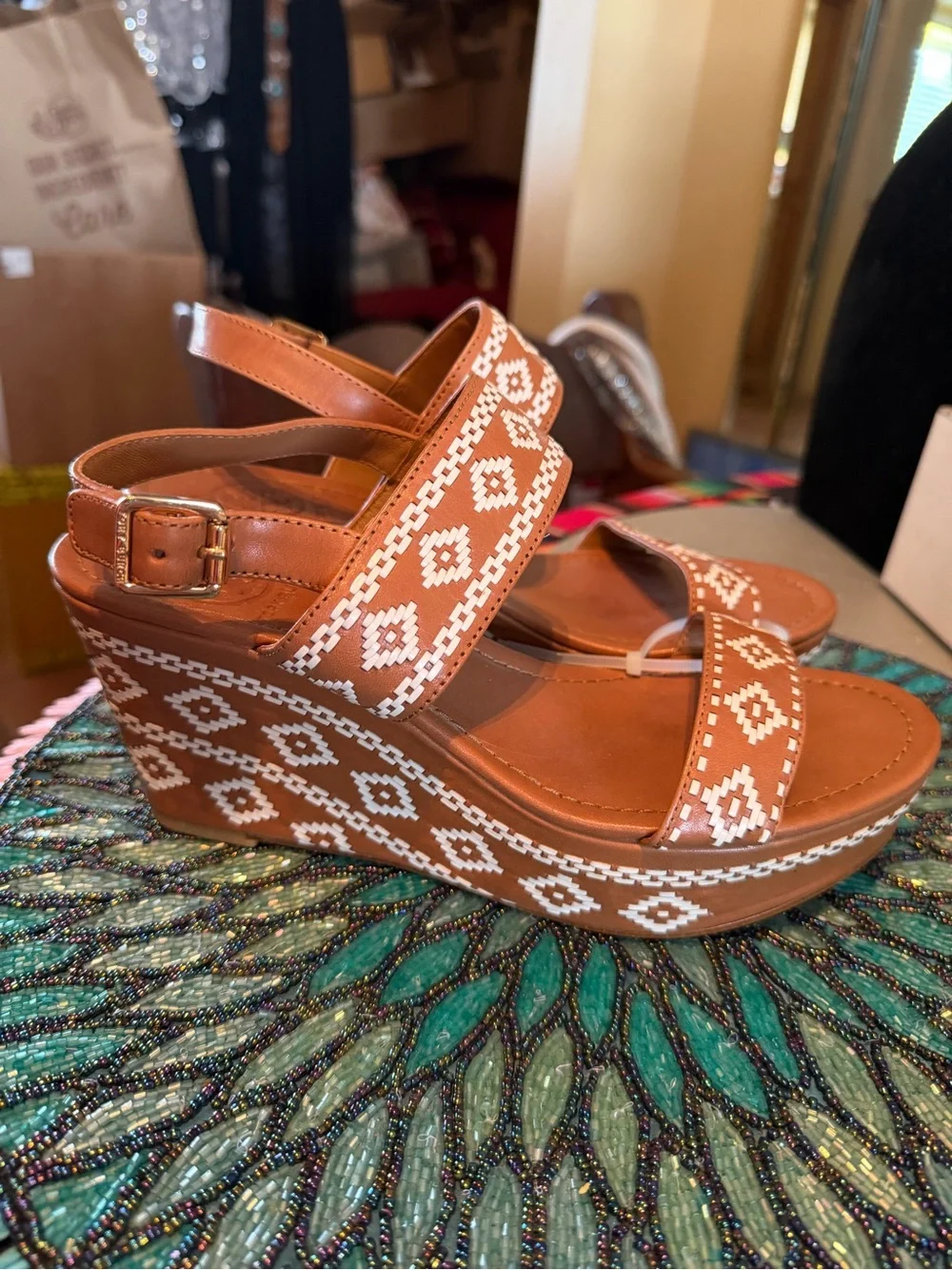 Tory Burch Reena Leather Platform Wedges
